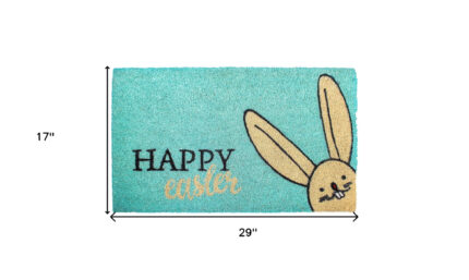 17" X 29" Aqua and Natural Coir Happy Easter Outdoor Easter Door Mat - Image 3
