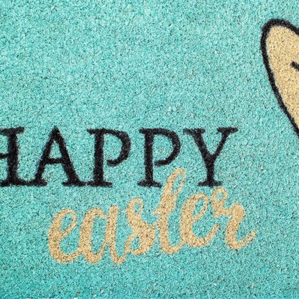17" X 29" Aqua and Natural Coir Happy Easter Outdoor Easter Door Mat - Image 4