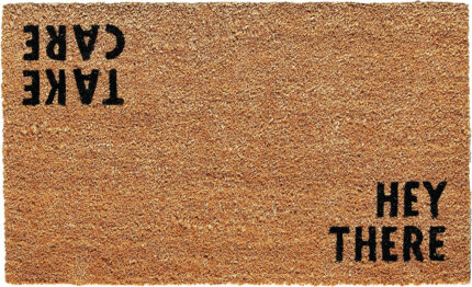 17" X 29" Natural and Black Coir Hey There Outdoor Door Mat - Image 2