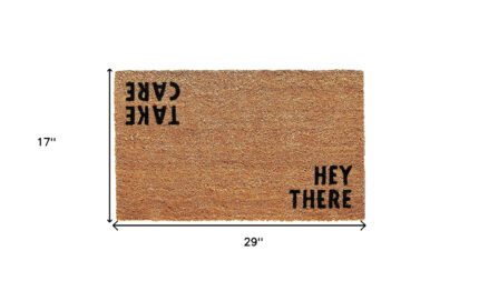 17" X 29" Natural and Black Coir Hey There Outdoor Door Mat - Image 3