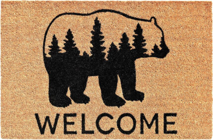 24" X 36" Natural and Black Coir Bear Welcome Outdoor Door Mat - Image 2