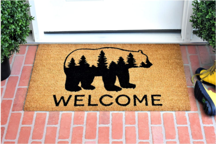 24" X 36" Natural and Black Coir Bear Welcome Outdoor Door Mat - Image 5