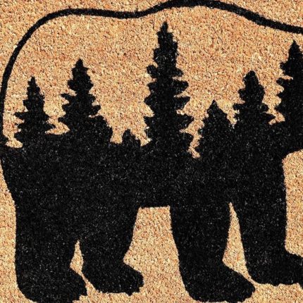 24" X 36" Natural and Black Coir Bear Welcome Outdoor Door Mat - Image 4