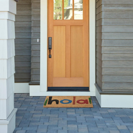 17" X 29" Natural Blue and Black Coir Hola Outdoor Door Mat - Image 6