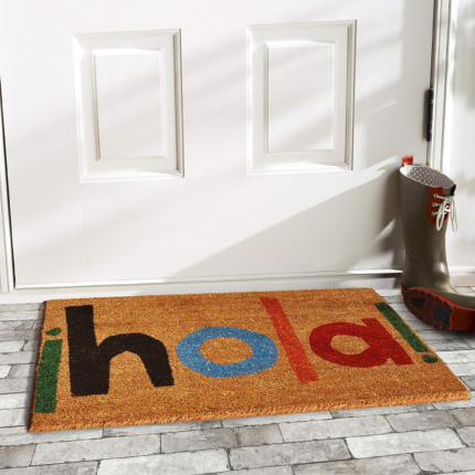 17" X 29" Natural Blue and Black Coir Hola Outdoor Door Mat - Image 7
