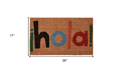 17" X 29" Natural Blue and Black Coir Hola Outdoor Door Mat - Image 3