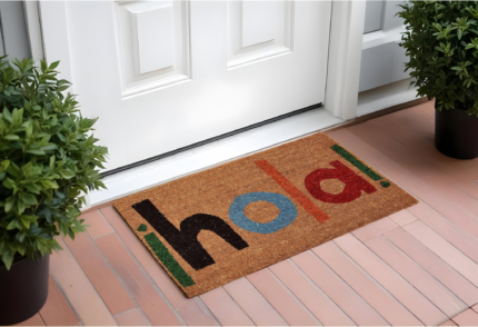 17" X 29" Natural Blue and Black Coir Hola Outdoor Door Mat - Image 1