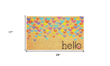 17" X 29" Natural Blue and Yellow Coir Heart Outdoor Valentine's Day Door Mat - Image 3