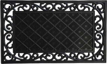 18" X 30" Black Rubber Geometric Outdoor Door Mat - Image 2