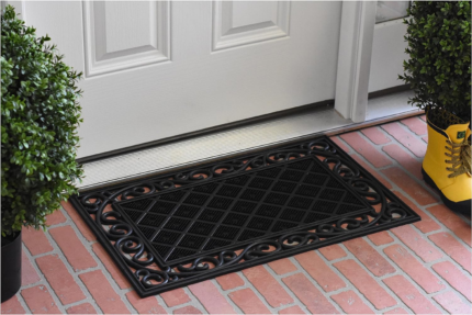 18" X 30" Black Rubber Geometric Outdoor Door Mat - Image 6