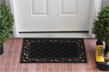 18" X 30" Black Rubber Geometric Outdoor Door Mat - Image 7
