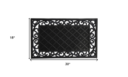 18" X 30" Black Rubber Geometric Outdoor Door Mat - Image 3