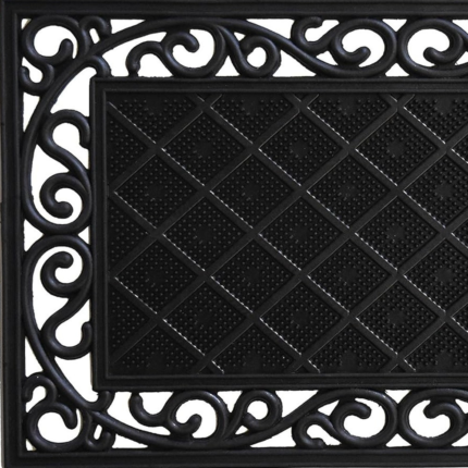 18" X 30" Black Rubber Geometric Outdoor Door Mat - Image 5