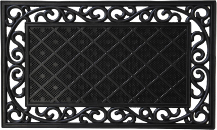 18" X 30" Black Rubber Geometric Outdoor Door Mat - Image 4