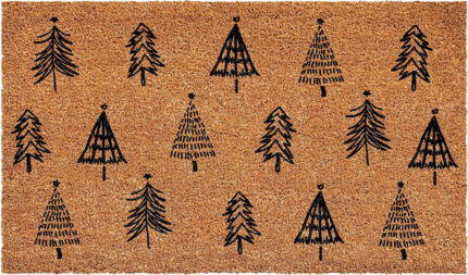17" X 29" Natural and Black Coir Floral Welcome Outdoor Door Mat - Image 2