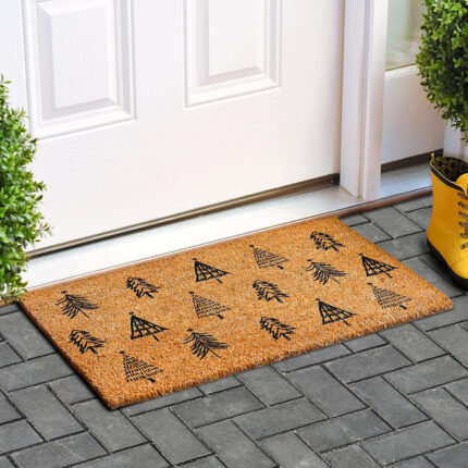 17" X 29" Natural and Black Coir Floral Welcome Outdoor Door Mat - Image 6
