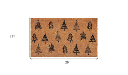 17" X 29" Natural and Black Coir Floral Welcome Outdoor Door Mat - Image 3