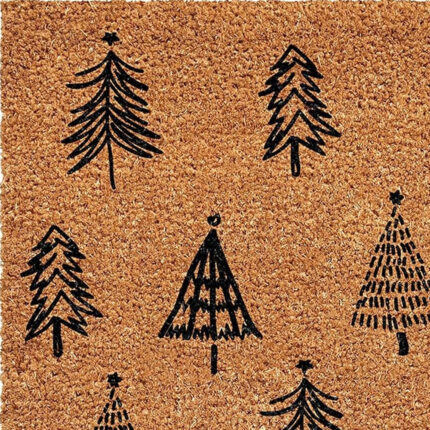 17" X 29" Natural and Black Coir Floral Welcome Outdoor Door Mat - Image 4