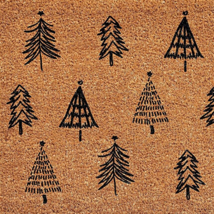 17" X 29" Natural and Black Coir Floral Welcome Outdoor Door Mat - Image 5