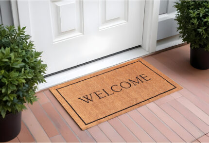 30" X 48" Natural and Black Coir Welcome Outdoor Door Mat - Image 1