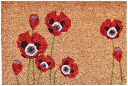 17" X 29" Natural Red and Black Coir Floral Outdoor Door Mat - Image 2