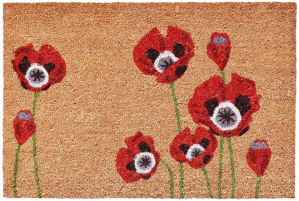 17" X 29" Natural Red and Black Coir Floral Outdoor Door Mat - Image 4