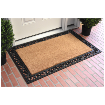 22" X 36" Natural and Black Coir Scrollwork Outdoor Door Mat - Image 7