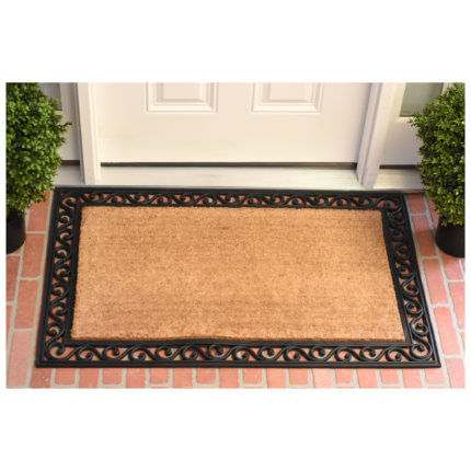 22" X 36" Natural and Black Coir Scrollwork Outdoor Door Mat - Image 6