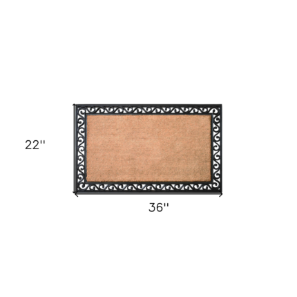 22" X 36" Natural and Black Coir Scrollwork Outdoor Door Mat - Image 3