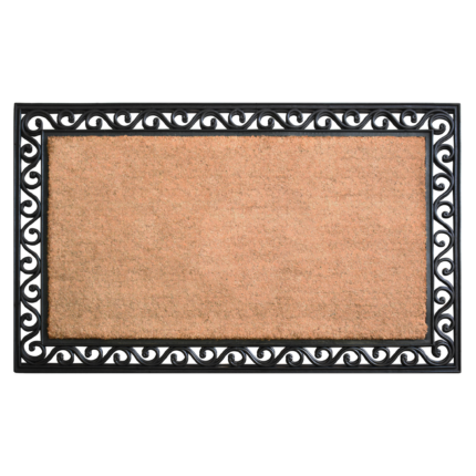 22" X 36" Natural and Black Coir Scrollwork Outdoor Door Mat - Image 5