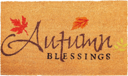 17" X 29" Natural Black and Orange Coir Autumn Blessings Outdoor Fall Door Mat - Image 2