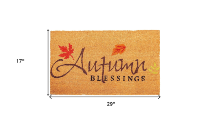 17" X 29" Natural Black and Orange Coir Autumn Blessings Outdoor Fall Door Mat - Image 3