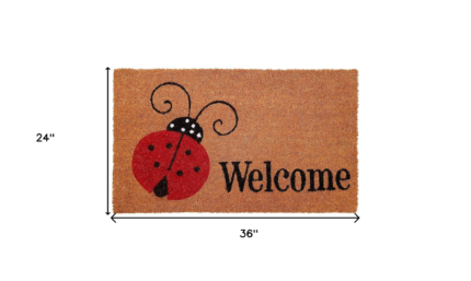 24" X 36" Natural Black and Red Coir Ladybug Welcome Outdoor Door Mat - Image 3