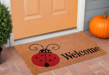 24" X 36" Natural Black and Red Coir Ladybug Welcome Outdoor Door Mat - Image 1