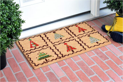 17" X 29" Natural Red and Black Coir Christmas Trees Outdoor Christmas Door Mat - Image 6