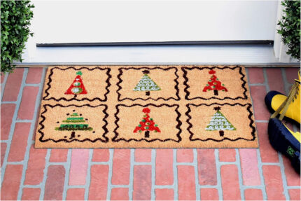 17" X 29" Natural Red and Black Coir Christmas Trees Outdoor Christmas Door Mat - Image 7