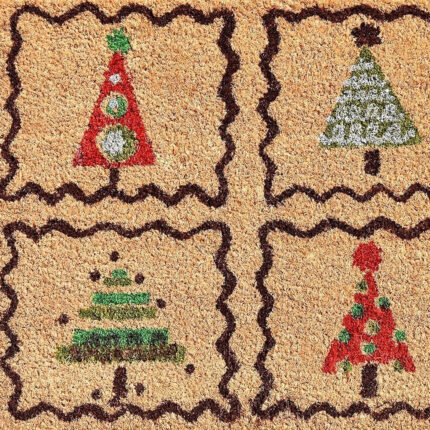 17" X 29" Natural Red and Black Coir Christmas Trees Outdoor Christmas Door Mat - Image 4
