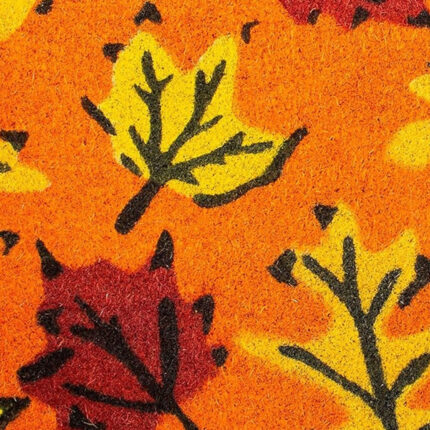 17" X 29" Orange Black and Yellow Coir Leaves Outdoor Fall Door Mat - Image 7
