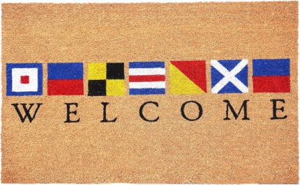 17" X 29" Natural Blue and Red Coir Nautical Flag Welcome Outdoor Door Mat - Image 2