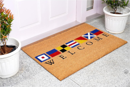 17" X 29" Natural Blue and Red Coir Nautical Flag Welcome Outdoor Door Mat - Image 6