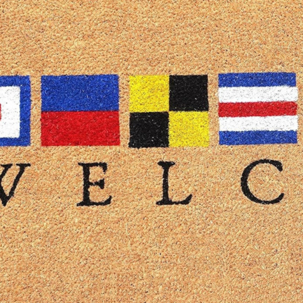 17" X 29" Natural Blue and Red Coir Nautical Flag Welcome Outdoor Door Mat - Image 4
