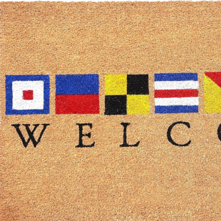 17" X 29" Natural Blue and Red Coir Nautical Flag Welcome Outdoor Door Mat - Image 5