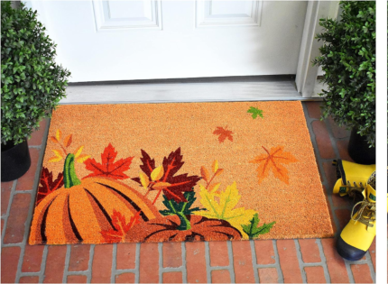 17" X 29" Natural Orange and Green Coir Pumpkins and Leaves Outdoor Fall Door Mat - Image 6