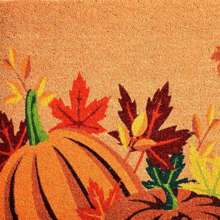 17" X 29" Natural Orange and Green Coir Pumpkins and Leaves Outdoor Fall Door Mat - Image 5