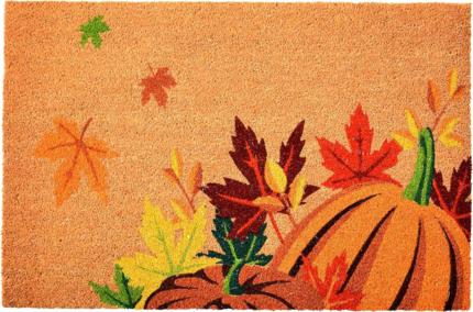 17" X 29" Natural Orange and Green Coir Pumpkins and Leaves Outdoor Fall Door Mat - Image 4