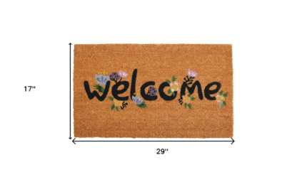 17" X 29" Natural and Black Coir Welcome Outdoor Door Mat - Image 3