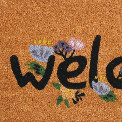 17" X 29" Natural and Black Coir Welcome Outdoor Door Mat - Image 4