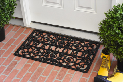 18" X 30" Black Rubber Scrollwork Welcome Outdoor Door Mat - Image 6