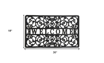 18" X 30" Black Rubber Scrollwork Welcome Outdoor Door Mat - Image 3