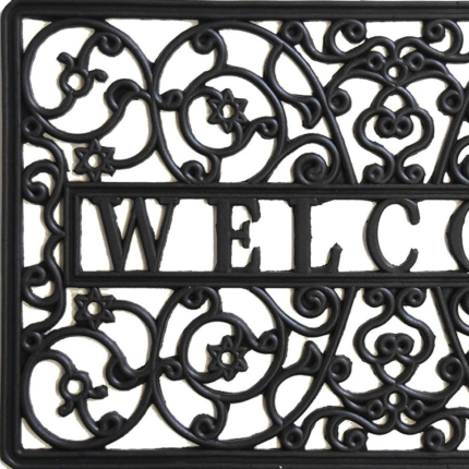 18" X 30" Black Rubber Scrollwork Welcome Outdoor Door Mat - Image 4